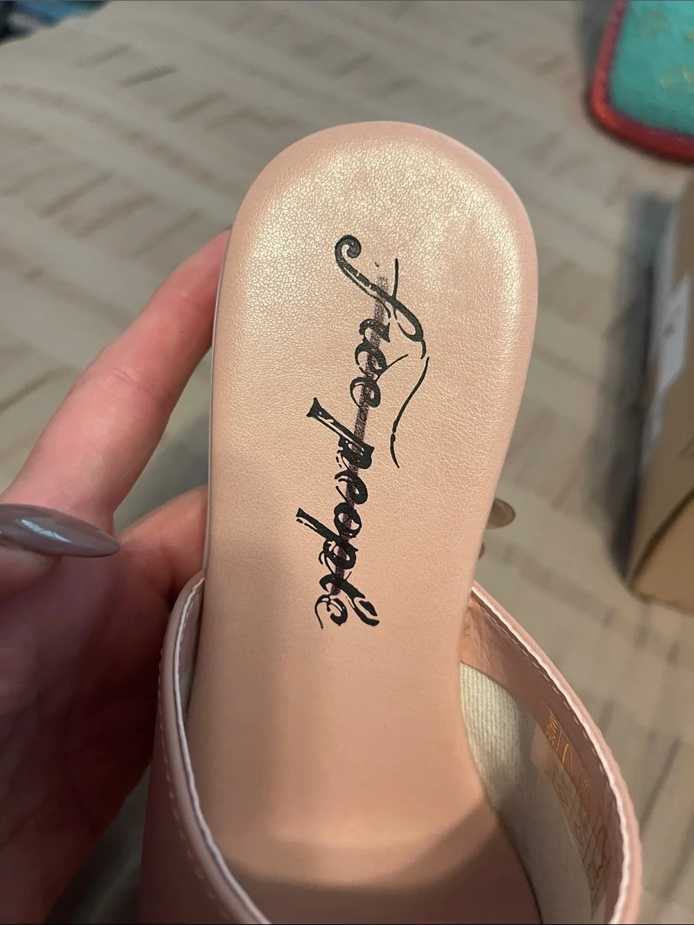 Free People Zoe Platform Slide Sandal in Blush Pink and Cream